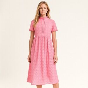 NWT Barbour Sz‎ US6/EU36 Palmetto Broderie Midi Dress Pink Valentine's Day Heart